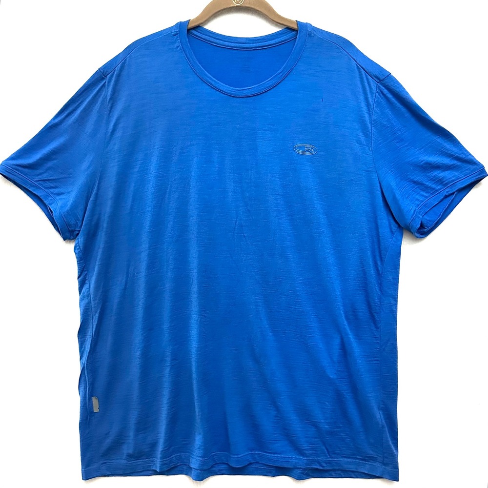 Icebreaker Merino Wool Shirt Mens XL Blue Short Sleeve Hiking Performance Tee